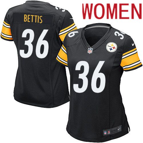 Cheap Women Pittsburgh Steelers 36 Jerome Bettis Nike Black Game Player NFL Jersey